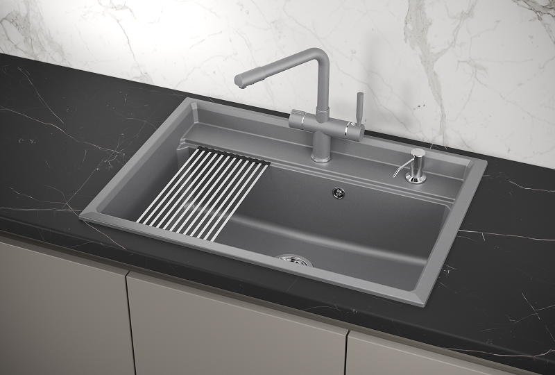 Мойка для кухни Granula Kitchen Space 7301 алюминиум, 73х51 см, прямоугольная
